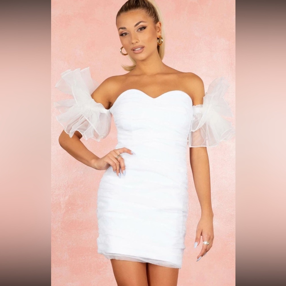 Hello Molly White Off-Shoulder Mini Dress